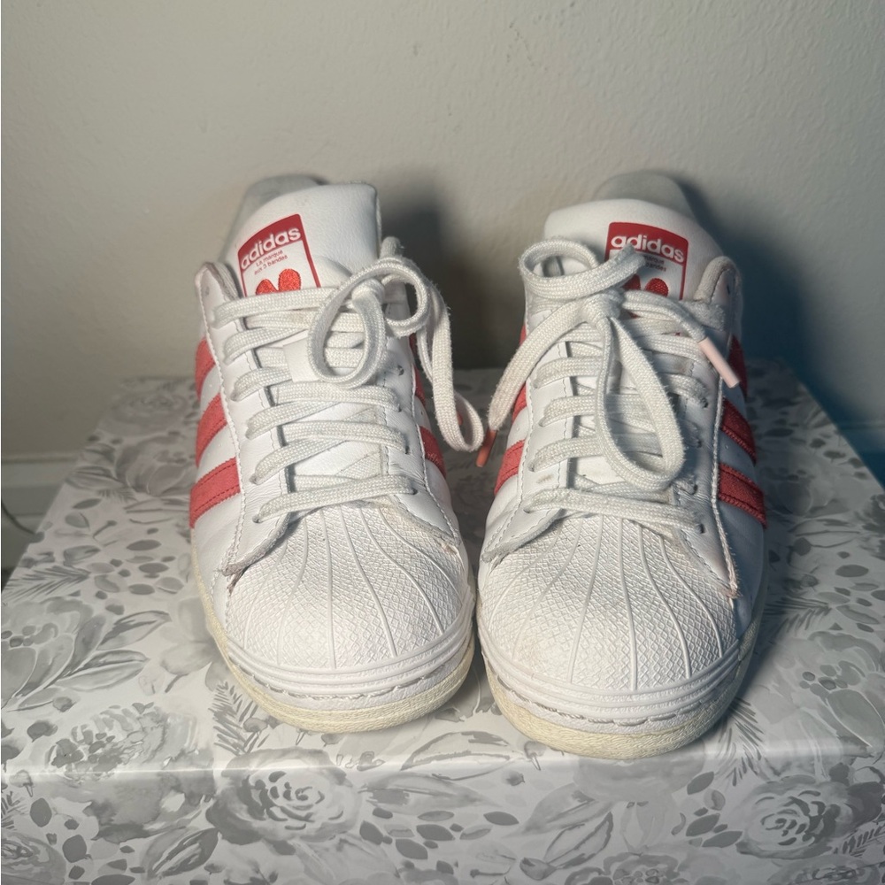Adidas Kids White and Red Striped Sneakers
